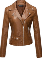 Brown Leather Moto Jacket