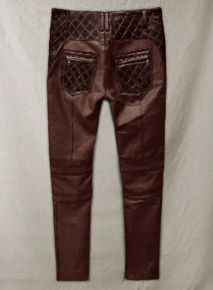 Carrier Burnt Maroon Leather Pants