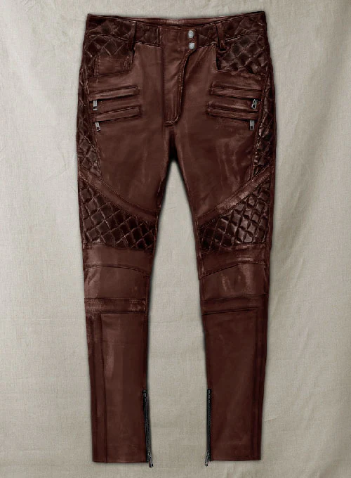 Carrier Burnt Maroon Leather Pants Carrier Burnt Maroon Leather Pants