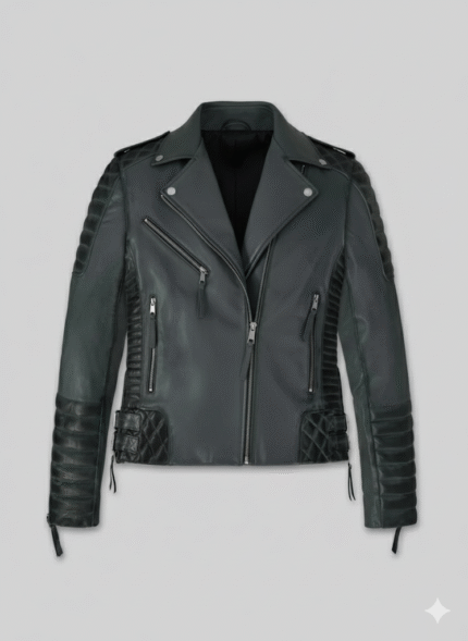 Charlotte Burnt Charcoal Leather Jacket