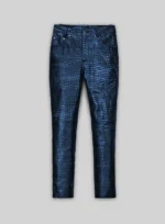 Croc Metallic Blue Leather Pants - Jeans Style