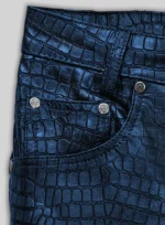 Croc Metallic Blue Leather Pants - Jeans Style