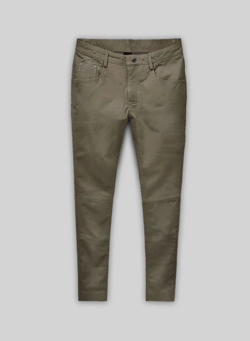 Croma Gray Washed and Wax Leather Pants - Jeans Style Croma Gray Washed and Wax Leather Pants - Jeans Style