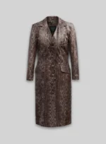 Dark Brown Python Chelsea Leather Long Coat