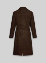 Dark Brown Suede Alpine Leather Long Coat