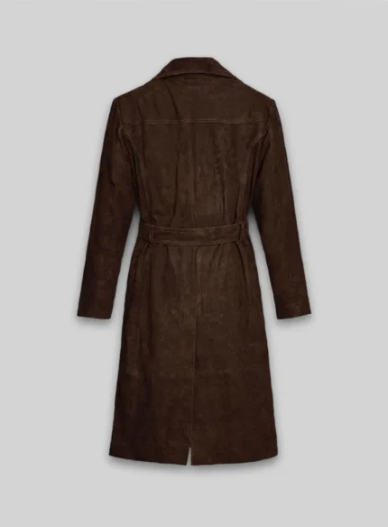 Dark Brown Suede Alpine Leather Long Coat