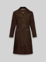 Dark Brown Suede Alpine Leather Long Coat