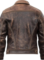Distressed Brown Leather Biker Jacket
