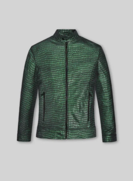 Gleaming -Croc Metallic- Green Leather- Jacket
