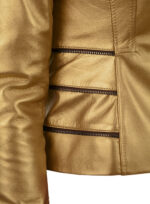 Golden Fitted-Leather Jacket