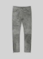 Harbor Gray Leather Biker Jeans