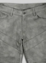Harbor Gray Leather Biker Jeans