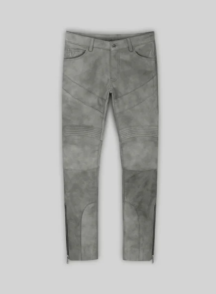 Harbor Gray Leather Biker Jeans