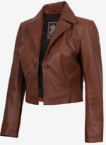 Ladies Brown Leather Jacket