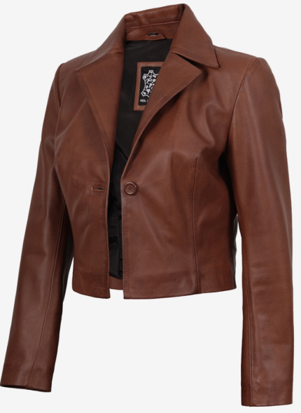 Ladies Brown Leather Jacket