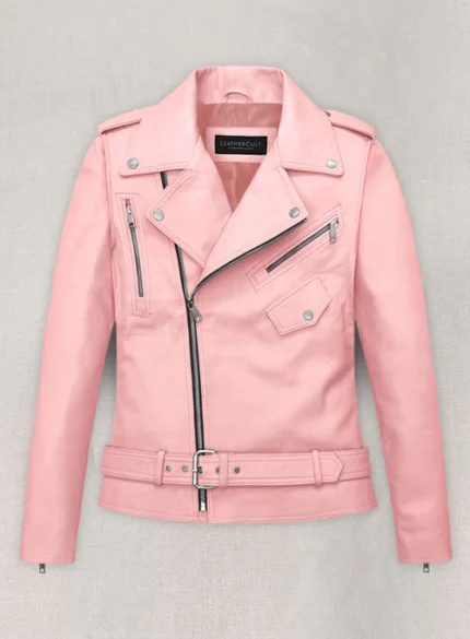 Light Pink Jessica Alba Leather Jacket