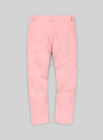 Light Pink Leather Biker Jeans