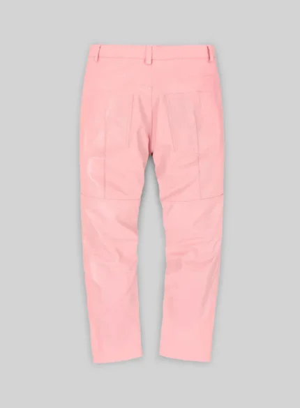 Light Pink Leather Biker Jeans