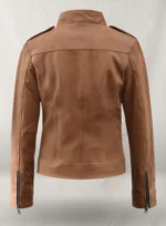 Light Vintage Tan Hide Jennifer Morrison Leather Jacket.