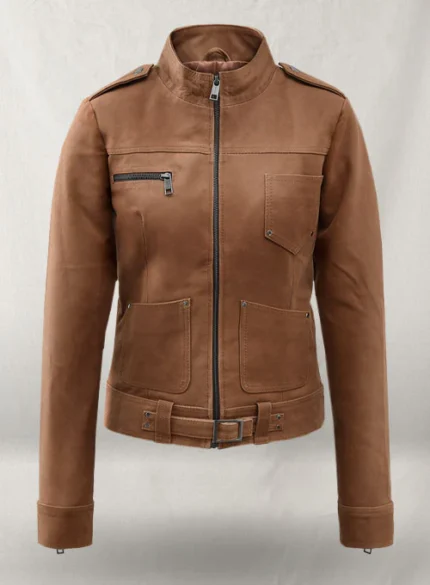 Light Vintage Tan Hide Jennifer Morrison Leather Jacket
