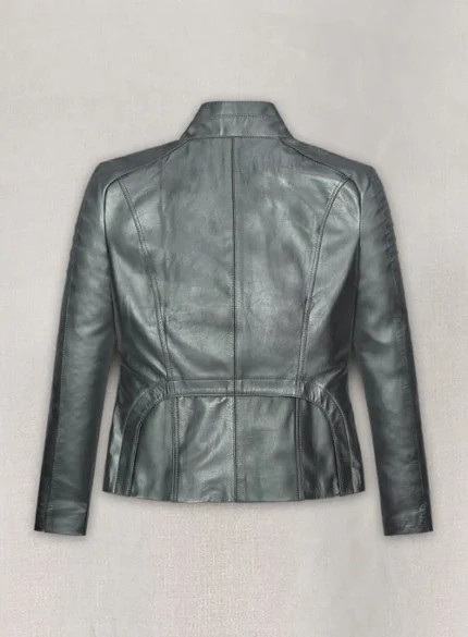 Metallic Lurex Gray Leather Jacket
