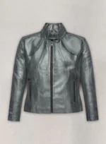 Metallic Lurex Gray Leather Jacket