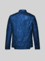 Phantom Croc Metallic Blue Leather Jacket