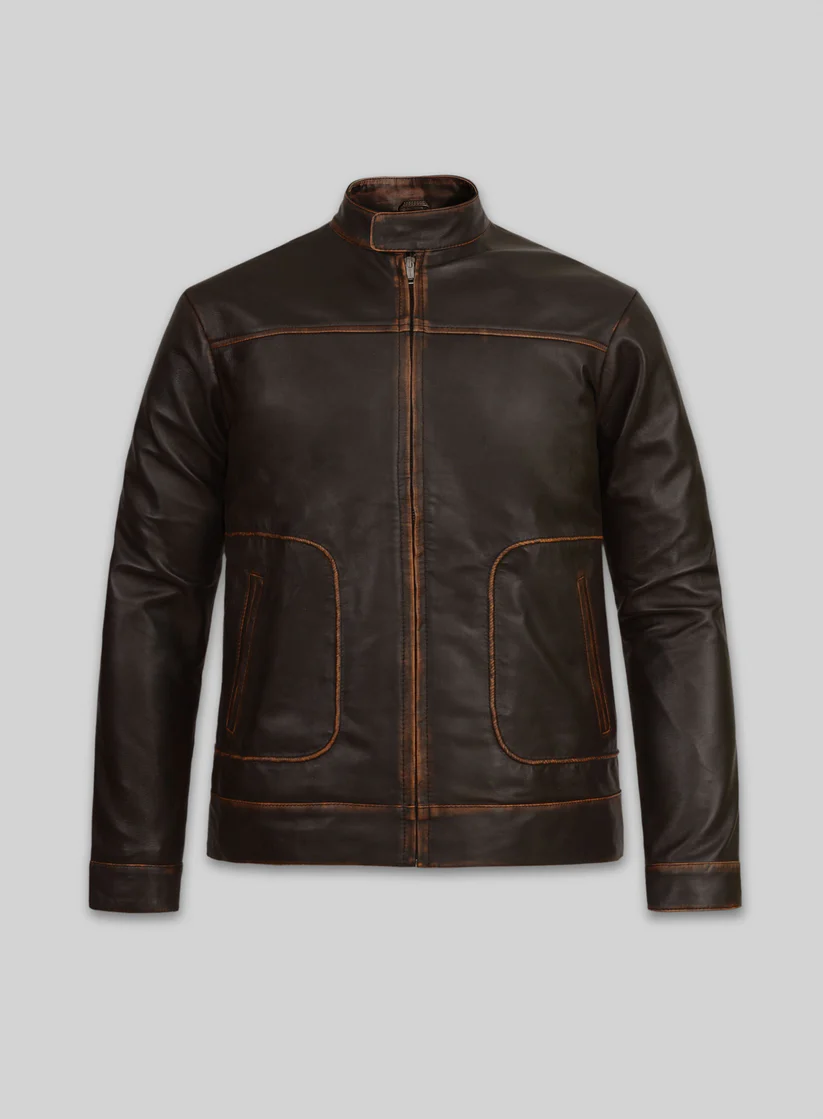 Reggie Rubbed Dark Brown Leather Jacket Reggie Rubbed Dark Brown Leather Jacket