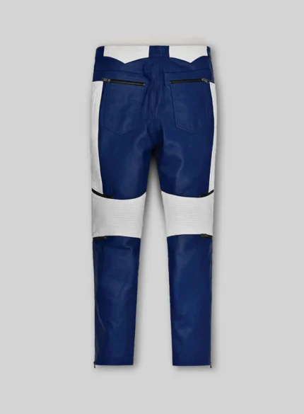 Rich Blue Electric Zipper Combination Leather Pants