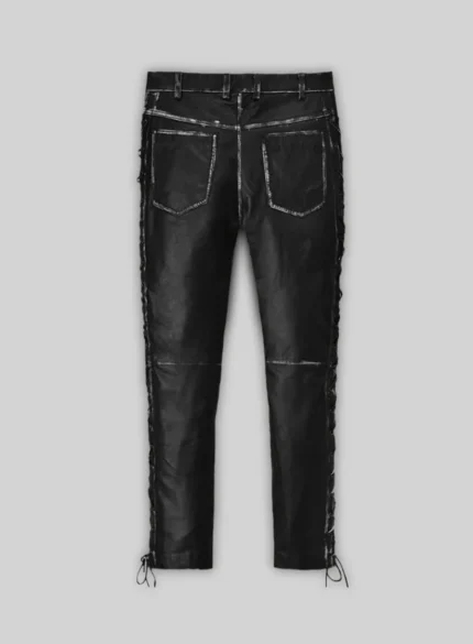 Rubbed Black Leather Pants