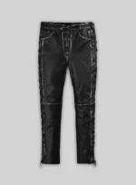 Rubbed Black Leather Pants