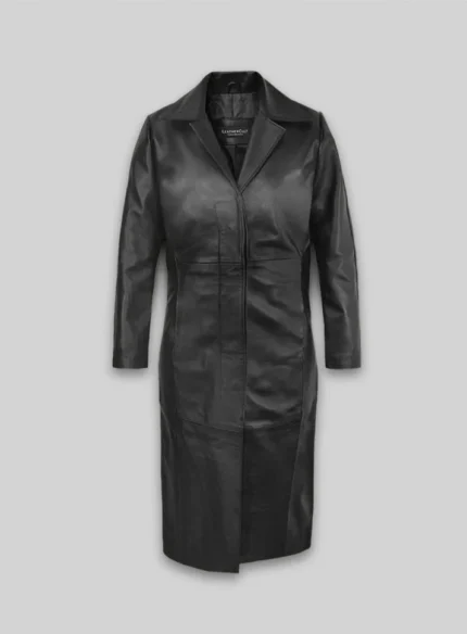 Selena Gomez Leather Long Coat