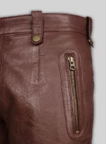 Soft Maroon Washed & Wax Belafonte Leather Pants