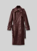 Soft Maroon Wax Halcon Leather Trench Coat