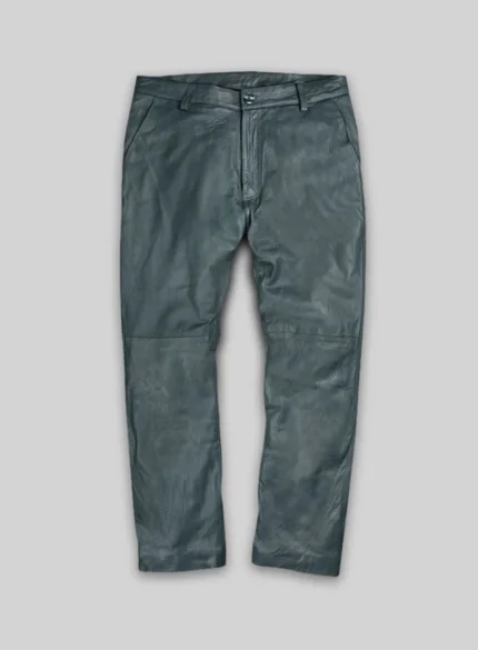 Soft Sherpa Gray Washed & Wax Leather Trousers