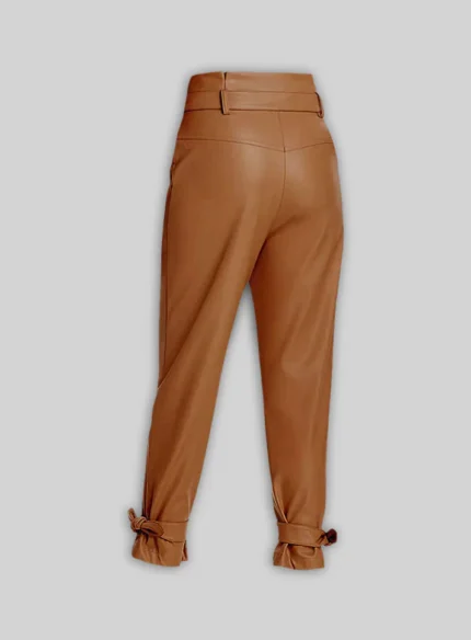 Tied Cuff Leather Pants