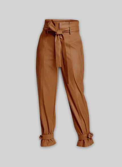 Tied Cuff Leather Pants